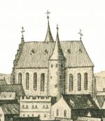 Kościół przy klasztorze dominikanów, fragment panoramy Meriana z 1650 r.